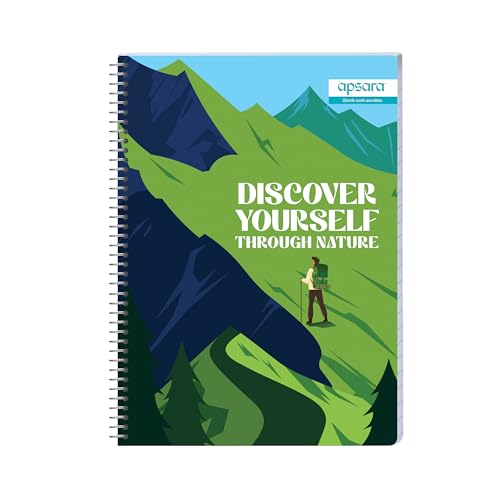 Image of Apsara 6 Subject Spiral Notebook, 302 Pages, Pack of 1, Single Line, 60 GSM - 29.7 cm x 21 cm, Soft Cover Notebook for School, College Students, Exam Preparation & Professionals, Design May Vary