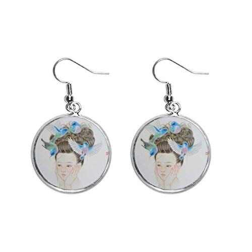 Pendientes colgantes de plata y pájaro azul un regalo ideal Pretty Girl para mujer