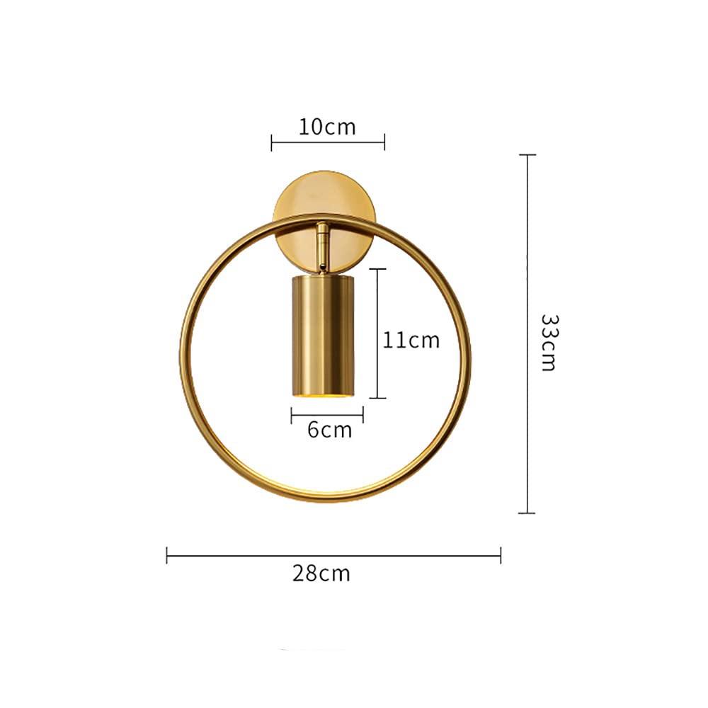 XANAYXWJ Apliques de Pared Luces de Interior Iluminación Decorativa con 5W GU10 cálido 3000K Lámpara de cabecera Redonda Ajustable para Dormitorio, Sala de Estar, Pasillo, Dorado (Dorado)