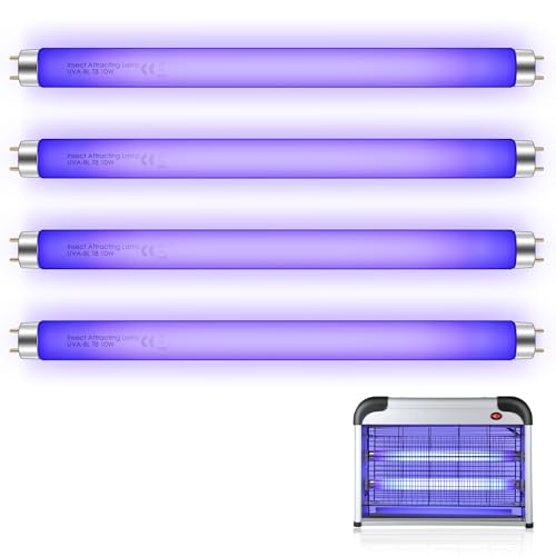 Enhon 4 Pack T8 F10W Bombillas de Repuesto para Asesino de Moscas 13in Bombilla UV para 20W Asesino Eléctrico de Moscas/Insectos/Repelente de Mosquitos, Tubo de Lámpara UV Interior T8