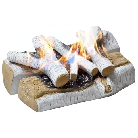 ATR ART TO REAL 5 Pieces Gas Fireplace Logs, Ceramic Logs for Gas Fireplace Fake Logs Decorative，for Propane, Gas Inserts, Fire Pit, Ethanol, Electric Cover