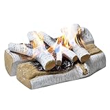 Skypatio 5 PCS Gas Fireplace Logs Set, Heat Resistant Realistic Ceramic Wood Logs for Indoor or Outdoor Fireplace, Fire Pit Decor, Lightweight & Portable, White