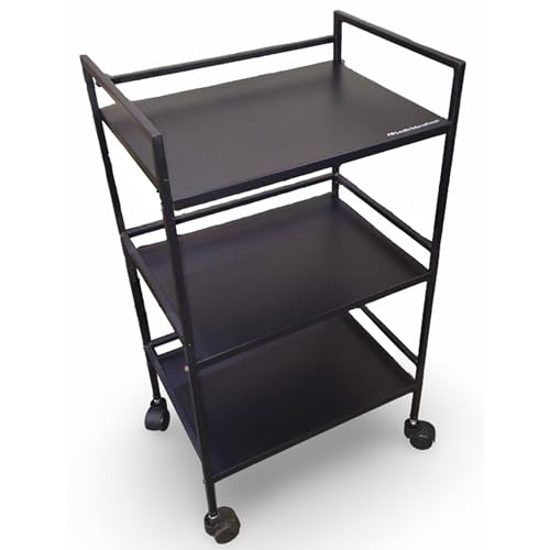 Image of Leader Trolley 3-Tier Rolling Metal Storage Cart, with 360 Wheels, Multipurpose Trolley (Black)