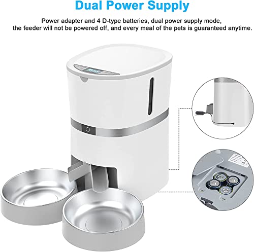 Automatic Cat Feeder, Smart Pet Food Dispenser With App Control ,Wifi Enabled Automatic Feeder For Dogs, Cats & Small Pets, Double Stainless Steel Bowls,6 Meals Portion Control And Voice Recording #TOP6