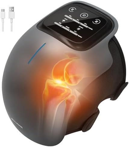 Cordless Heated Knee Massager with 3 Heat Levels, 3 Vibration Modes & LED Screen