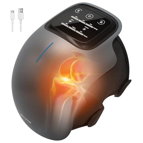 Medcursor Knee Massager with Heat, Cordless Heated Knee Massage for Pain Relief with 3 Heating Levels, 3 Vibration Modes, LED Screen, Adjustable Straps, Gift for Men and Women