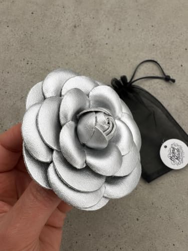 Image of Vintage Style Elegant Camellia Fabric Flower Brooch Pin Scarf Bridal Dress Wedding Accessories Jewelry Gift