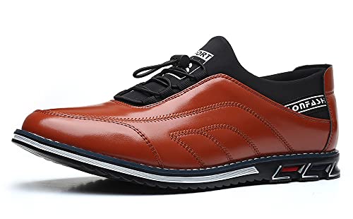 Santimon Mens Casual Leather Drawstring Slip-On Sneakers Business Formal Walking Comfort Driving Lofers Classic Moccasin Shoes2
