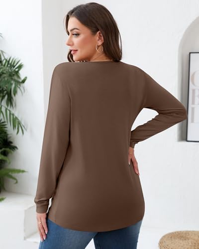 Ficerd 3 Pack Womens Plus Size Long Sleeve Tops Crew Neck Loose Fit T Shirt Stretchy Casual Winter Tops Basic Tees Shirts2