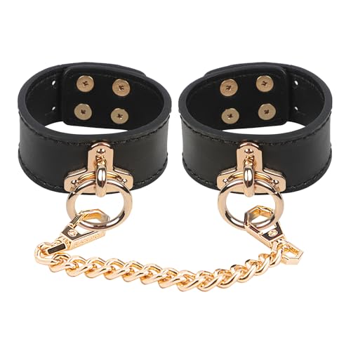 PU Leder Handschellen SM Handfesseln Fußschellen Fesselset Bondagefesseln Bondage Set Sexspielzeug für Paar Frau Damen (Schwarz)