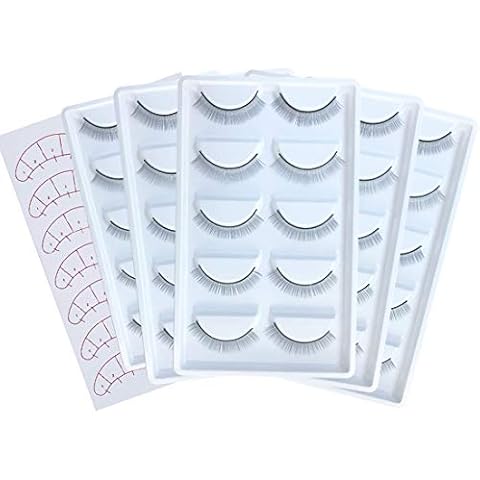 OBEYA 25 Pairs Practice Lashes for Lash Extensions on Mannequin Head or Make Own Lashes, Training Lashes Mimic Natural Lashes Self Adhesive 8mm Practice Eyelash Strips, Gift 10 Pairs Lash Mapping Cover