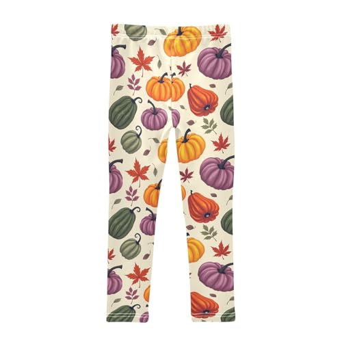 Girls' Athletic Leggings Ankle Length Yoga Dance Pants Kids Teen 4T Orange Purple Pumpkin2