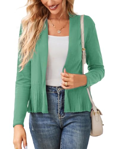 Image of GRACE KARIN Women's Lightweight Peplum Cardigan Sweaters Open Front Cropped Cardigan Long Sleeve Trendy Summer Knit Tops