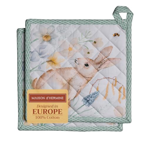 Maison d'Hermine Topflappen-Set, 100% Baumwolle (20 cm x 20 cm, 2er-Pack)