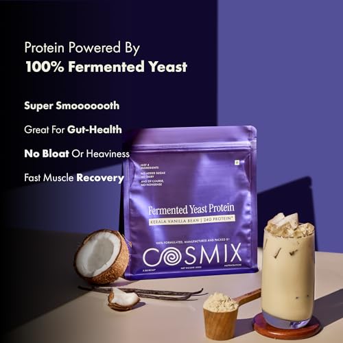 Image of Cosmix Fermented Yeast Protein Powder | 24g Protein | Pure Single-Source Protein | Made In-House | Smooth, Crazy tasty & Gut-Friendly | Kerala Vanilla Bean, 38g Sachet