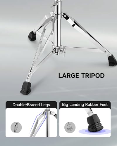 Donner Saddle Drum Throne, Height Adjustable Padded Seat Drum Stool for Adults and Teens, 5A Drumsticks Included, with Double Braced Legs Rubber Feet, Brown - image 5