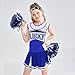 LOLANTA Girls Cheerleader Costume Fancy Cheerleading Outfit Dance Practice Cheer Uniform with Poms Poms Socks（Blue, 11-12Y