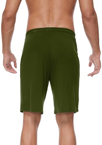 WiWi Viscose from Bamboo Pajamas Shorts for Men Soft Knit Pajama Sleep Bottoms Summer Pj Short Pants S-XXL, Army Green, Medium4