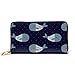 Produktbild JHGFG Mode Handtasche Reißverschluss Brieftasche Nahtlose Muster Wale Auf Dunkelblau Telefon Kupplung Geldbörse Abendkupplung Blockieren Leder Brieftasche Multi Card Organizer