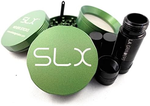 SLX Grinder 2.0 Version Non-Stick 4 Piece Green - 2.4" Inch w/ La Grinders Pollen Press