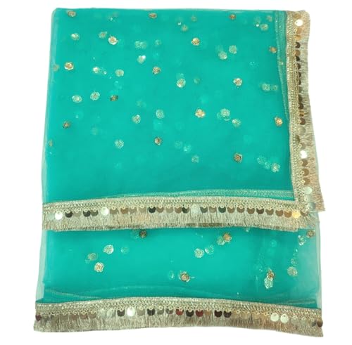 Image of Navti Creations Women's Lightweight Net Dupatta With Sequence Embroidery & Kiran Border (Length 2.25m)