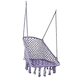 LAZZO Square Hammock Chair Hanging Knitted Mesh Cotton Rope Macrame Swing, 260 Pounds Capacity, 28