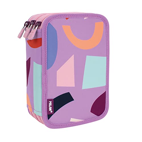 MILAN® Plumier 3 pisos con contenido serie especial Fun Animals violeta