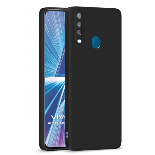 Image of Outlouders Back Cover for Vivo Y12 / Vivo Y15 / Y17 / Vivo U10 | Camera Protection | Durable Soft Matte Silicone Bumper Case (Black)