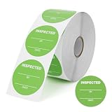 Meitaat 1000 Pcs Inspected By Stickers 2 Inch, Round Vinyl Quality Control Inspection Labels Green Writable QC Inventory Labels for Food Service Kitchen Warehouse Manufacturing