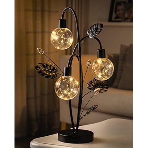 Golden Lily Globe Table Lamp with LED Lights Cover