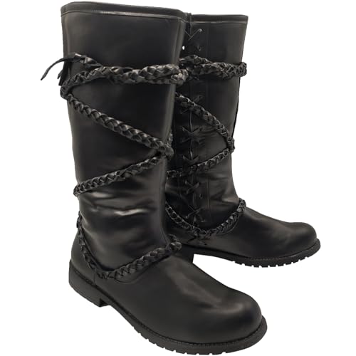 Men's Renaissance Medieval Faux Leather Boots Halloween Cosplay Boot Gothic Pirate Viking Shoes
