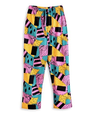 The Nightmare Before Christmas Pantalones para Hombres | Adultos Pantalones de Pierna Ancha Multicolor con Estampado Patchwork de Sally | Estampado Gráfico de la Película Ropa Regalo de Merchandising