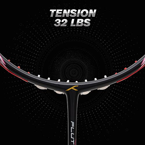 Image of Hundred Flutter S CTRL Carbon Fibre Strung Badminton Racket with Full Racket Cover for Intermediate Players