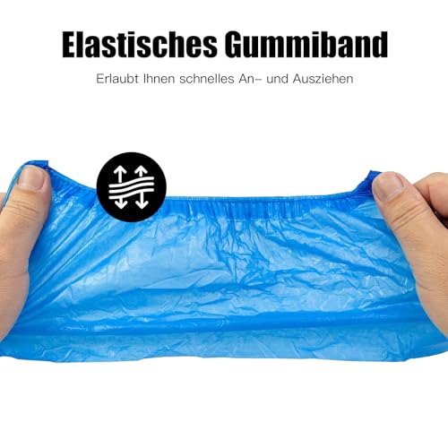 Schuhüberzieher Einweg Wasserdicht, 300 Stück CPE Schuhüberzieher, Rutschfest & Reißfest, Überzieher Schuhe mit Gummiband, Für Haushalt, Renovierung, Besucher & Innenbereiche