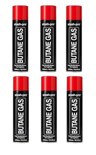 Image of Stash-Pro Butane Gas Refill 305ml - High Purity Universal Fuel for Kitchen Torch, Camping Stove & Multi-Purpose Use Pack of 6