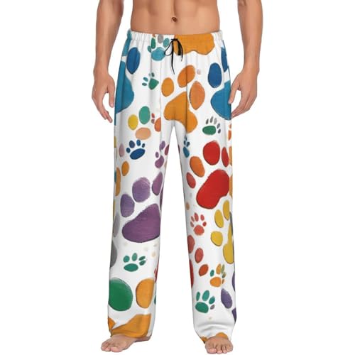 Pantalon de pyjama pour homme léger et respirant avec imprimé Paw Prints Art 1