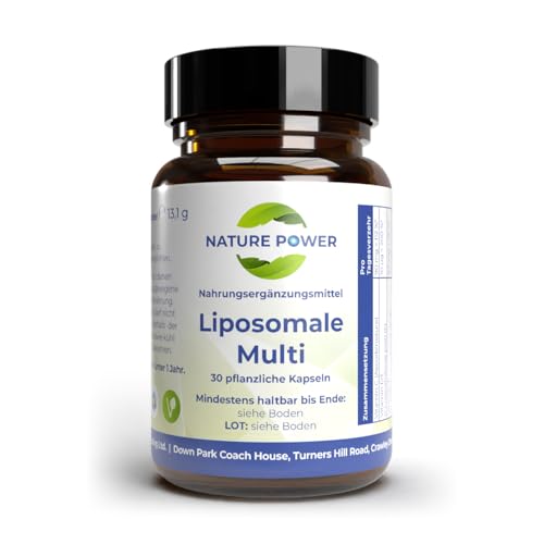 Liposomales Multi | Liposomales Pulver in Kapseln | Maximale Bioverfügbarkeit | 30 pflanzliche Kapseln | Für Vegetarier geeignet und gentechnikfrei | von NATURE POWER