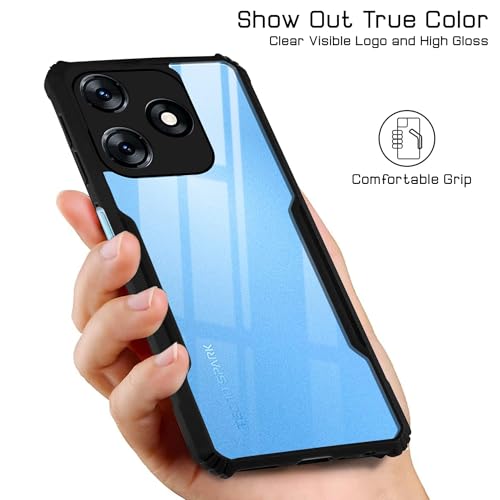 Image of Jkobi Back Case Cover for Tecno Spark 10 | Tecno Spark 10C (Polycarbonate with Shockproof Clear Panel | Black)