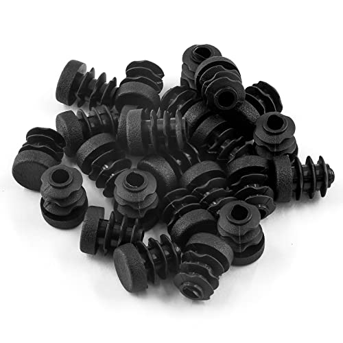 Image of Jiozermi 50 Pcs 1 /2 inch Round Plastic Plug, Black Round Plastic End Cap Furniture Finishing Plug for Pipe Post, Chairs and Furniture