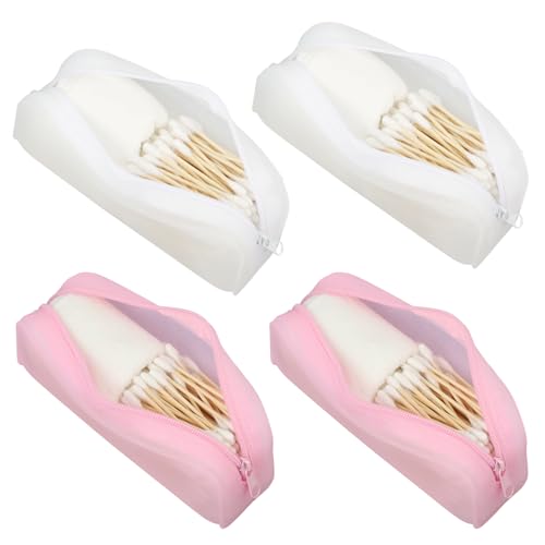 KKONHII 4PCS Cotton Round Swab Travel Case, Portable Hair Accessories Organizer Travel Qtips Case Containers Storage Box Floss Holder Bobby Pin Holder Purse Organization for Girls and Women