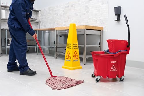 Image of SPARTA OmniFit Mop Bucket System, Durable Mop Bucket, Side Press Wringer, and Soiled Water Insert, Floor Cleaning Essentials for Commercial and Home Use, 35 Qt Capacity, 1 Count, Red
