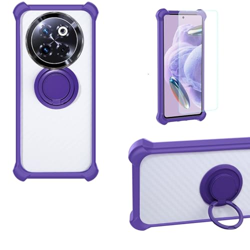 jioeuinly Case Compatible for Zte Axon 60 Phone Case Cover PC backplane + Silicone Soft Frame Cover [360 Metal Ring, Magnetic Car Mount] CSKB-ZI