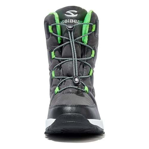 HOBIBEAR Kids Snow Boots Boys Girls Mid Calf Waterproof Warm Faux Fur Lined Insulated Winter Shoes(Toddler/Little Kid/Big Kid)3