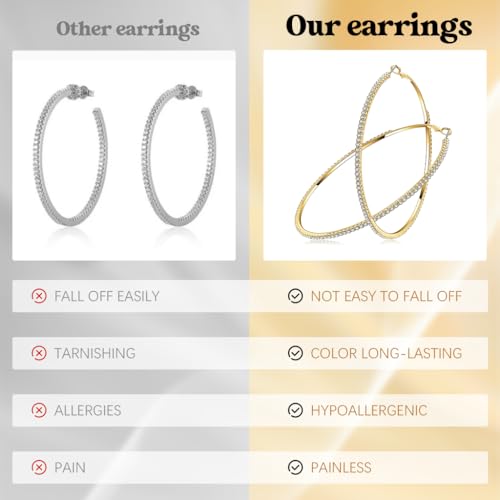 Image of SANNIDHI Hoop Earrings for Women Boho Gold Earrings Fashion Trendy Zircon Hypoallergenic Earrings Huggie Hoop Earrings Jewellery Birthday Gift for Women, Girls