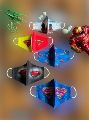 Blue Ribbon Kids Soft cotton 3 LAYER SUPERMAN MASK reusable safety Face Mask ( 3 to 7 years ) (5)