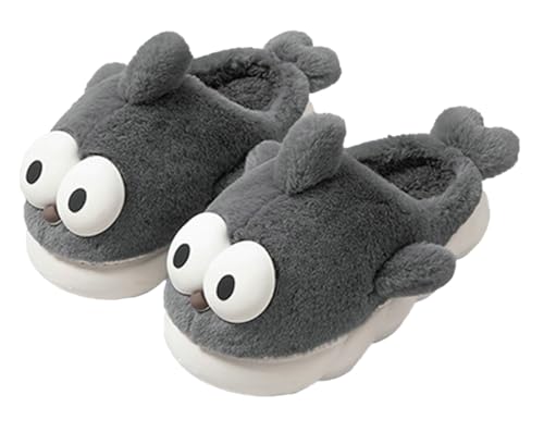 Plush Home Slippers for Men Women Cartoon Fish Animal Cotton Slippers, Winter Indoor Warm Soft and Comfortable Thick-soled Shoes