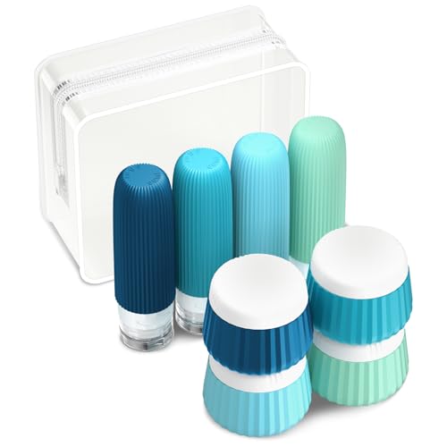 Image of Mrsdry Travel Bottles for Toiletries 8 Pack, TSA Approved 3 oz Travel Containers with Clear Bag, Leak Proof Silicone Squeezable Essentials Jars