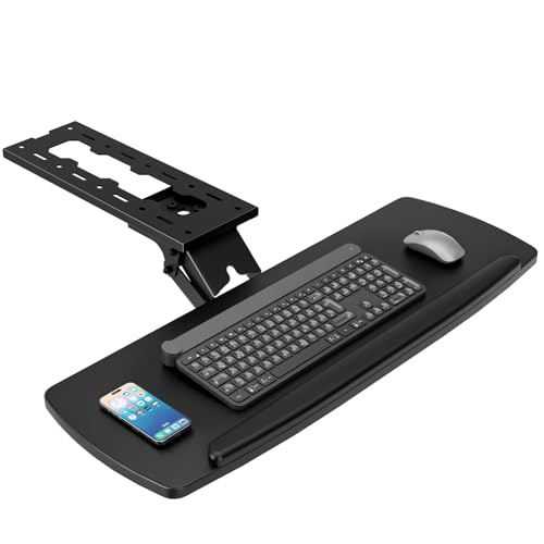 AX WABER Support clavier sous bureau avec tiroir, réglable en hauteur, coulissant, pivotant 360°,...