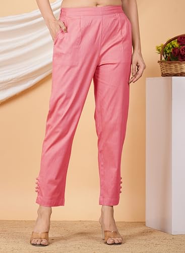 Image of Yash Gallery Women's Regular Fit Mid Rise Solid Lycra Trouser Regular Pants
