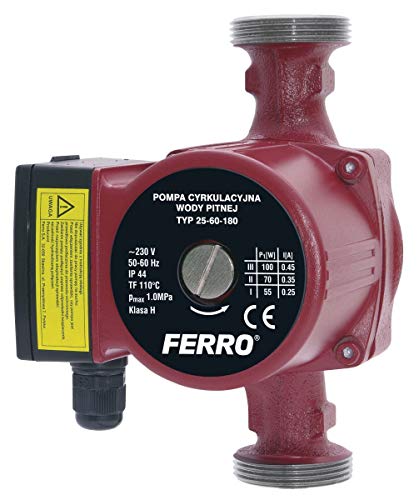 Ferro Umwälzpumpe Trinkwasserpumpe 25-60/180 mit Dichtungen, Kreiselpumpe, W0202